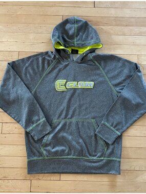 CLAM Hoodie Gray Neon Yellow Hoodie Pullover Oversized Loose Baggy Streetwear M